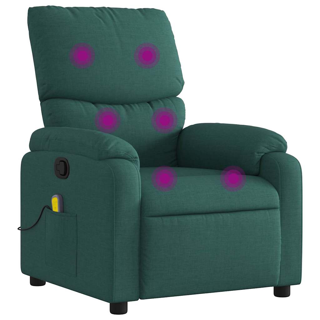 Vidaxl Foldable Massage Armchair, Dark Green, Fabric Upholstered