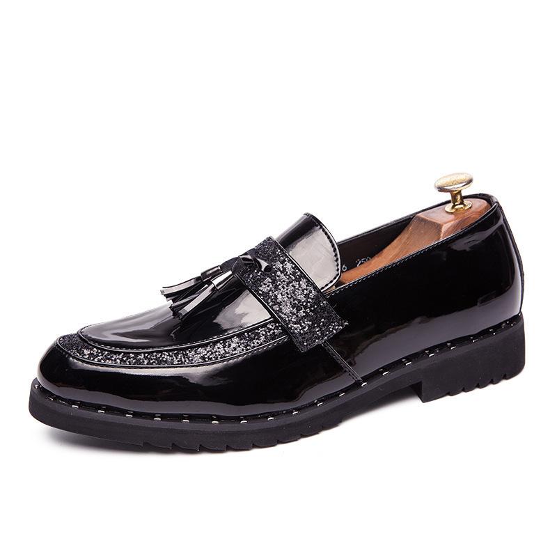 Spring Business British Men's Casual Leather Shoes Trend Glossy Leather Work Shoes Large Size Heightening Leather Shoes