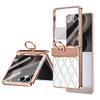 Premium Mode Rautensteppung Leder Hülle für Samsung Galaxy Z Flip 8 7 Hart Stoßfest mit Ringhalter Schnalle Scharnier Schutzglas Film Abdeckung