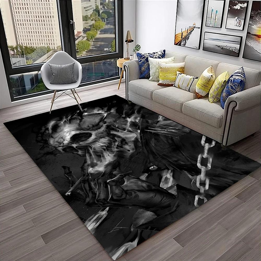 3D Gothic Horror Skull Ghost Cartoon Carpet Rug for Home Living Room Bedroom Sofa Doormat Decor,kids Area Rug Non-slip Floor Mat