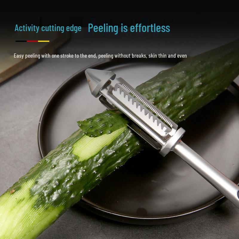 German Zinc Alloy Dual-Sided 3-in-1 Stainless Steel Kitchen Peeler