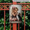 2D Flat, 1pc Vintage "Girl & Yorkshire Terrier" Aluminium Sign - 8"x12" Rustic Pet & Family Decor, Heartwarming Dog Lover Wall Art, Perfect Gift for