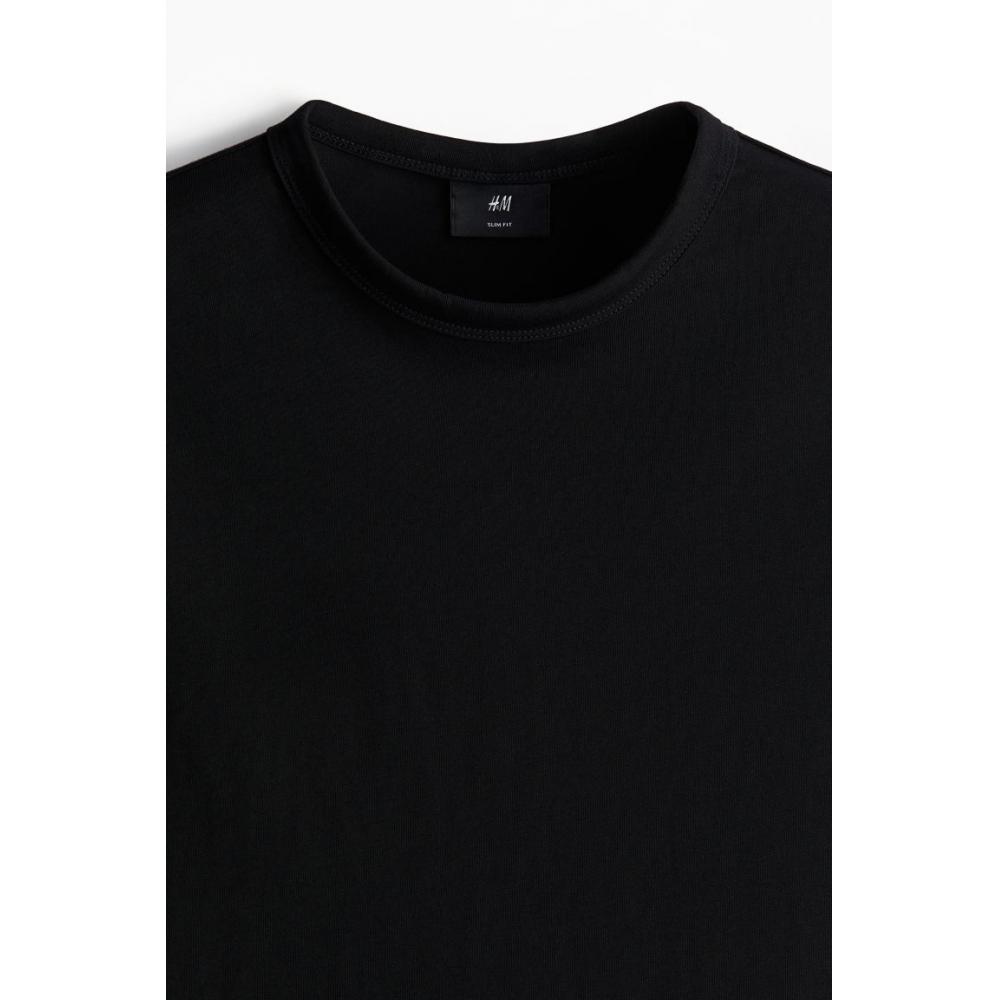 H M sliM FiT CoTTon T sHirT Black