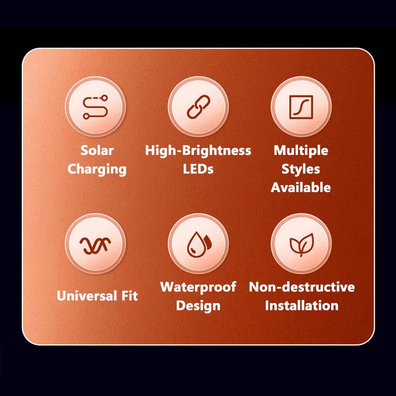 2026 Solar Power Car Demon Eye Light Cool Flashing Warning Light Dynamic Safety Vehicle Signal Lights Universal New