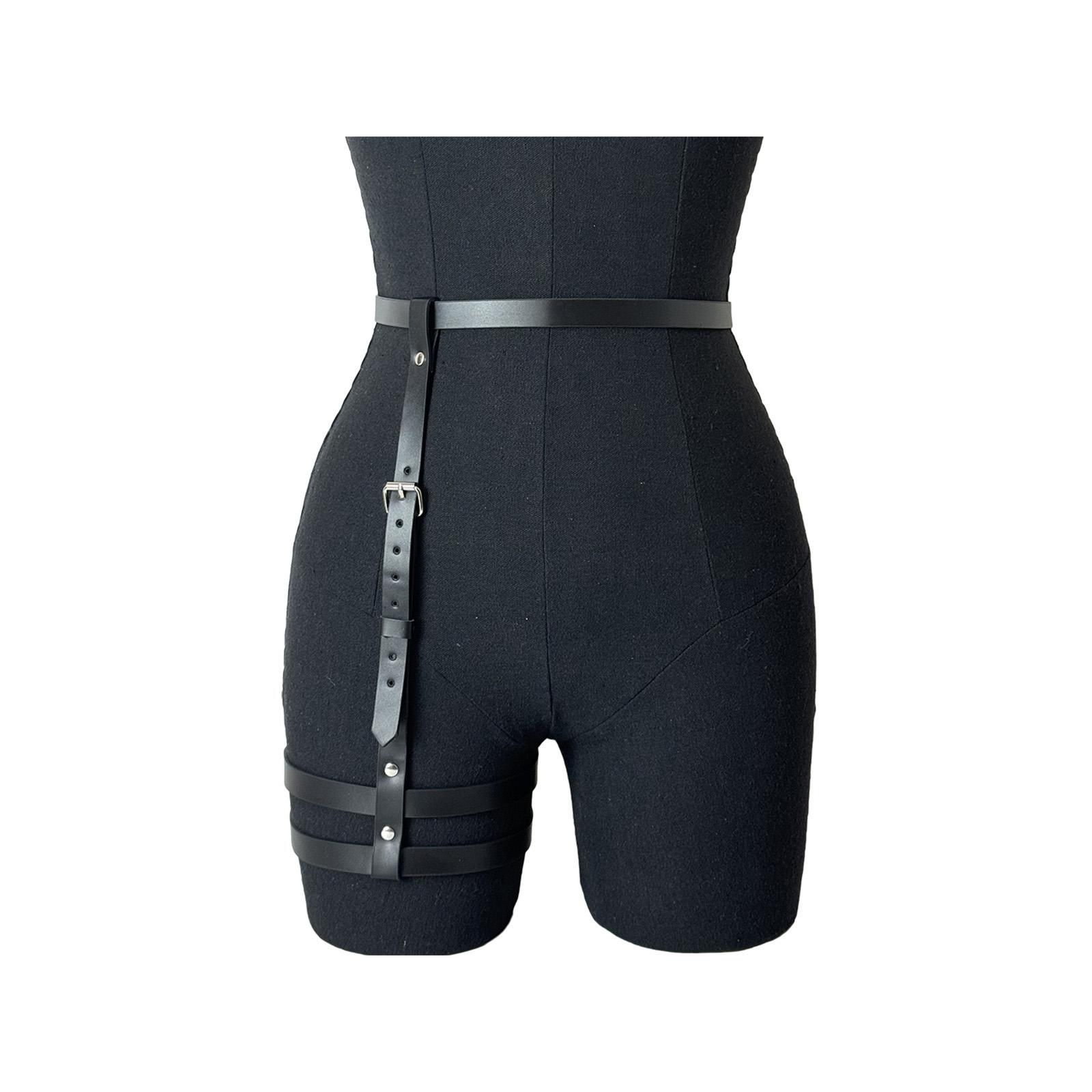 

Регулируемая готическая панк-цепочка на ногу из ПУ кожи, пояс на талию 2 в 1, портупея для ног для женщин, дерзкий модный аксессуар