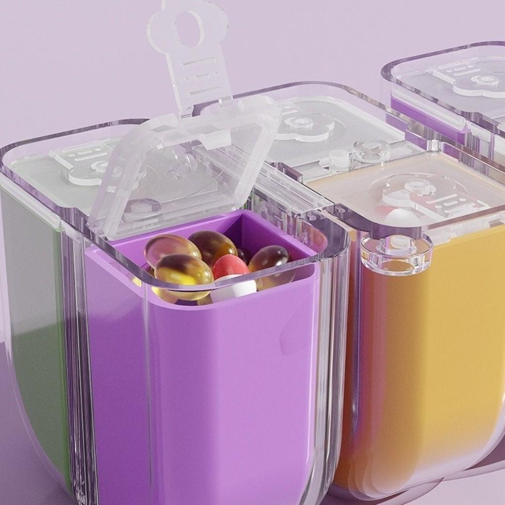 4-Grid Magnetic Medicine Box Large Capacity Plastic Weekly Pill Container Dust-proof Leak-proof Pill Organizer Travel Use