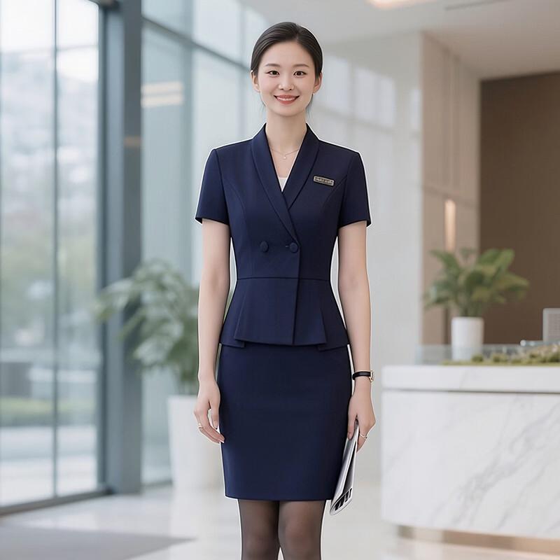 TuoLuoMan Women's Short Sleeve Professional Suit Set