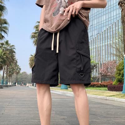 Dm Large Men's Casual Loose Fitting Quick Dry Ice Feeling Solid Color Versatile Elastic Shorts