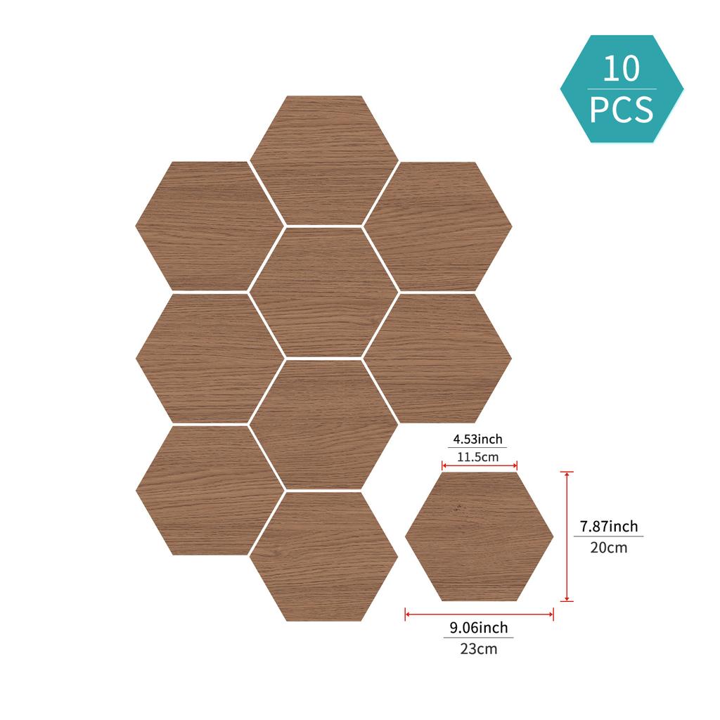 Hexagonal Wood Grain Foam Wall Sticker Kitchen Waterproof Oil-Proof Wallpaper Self-Adhesive Living Room Bathroom Thickened Tile Sticker