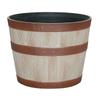 Whiskey Barrel Resin Planter Durable Indoor Outdoor Round Pot with Drainage Holes Frost Resistant Lightweight Easy Care
