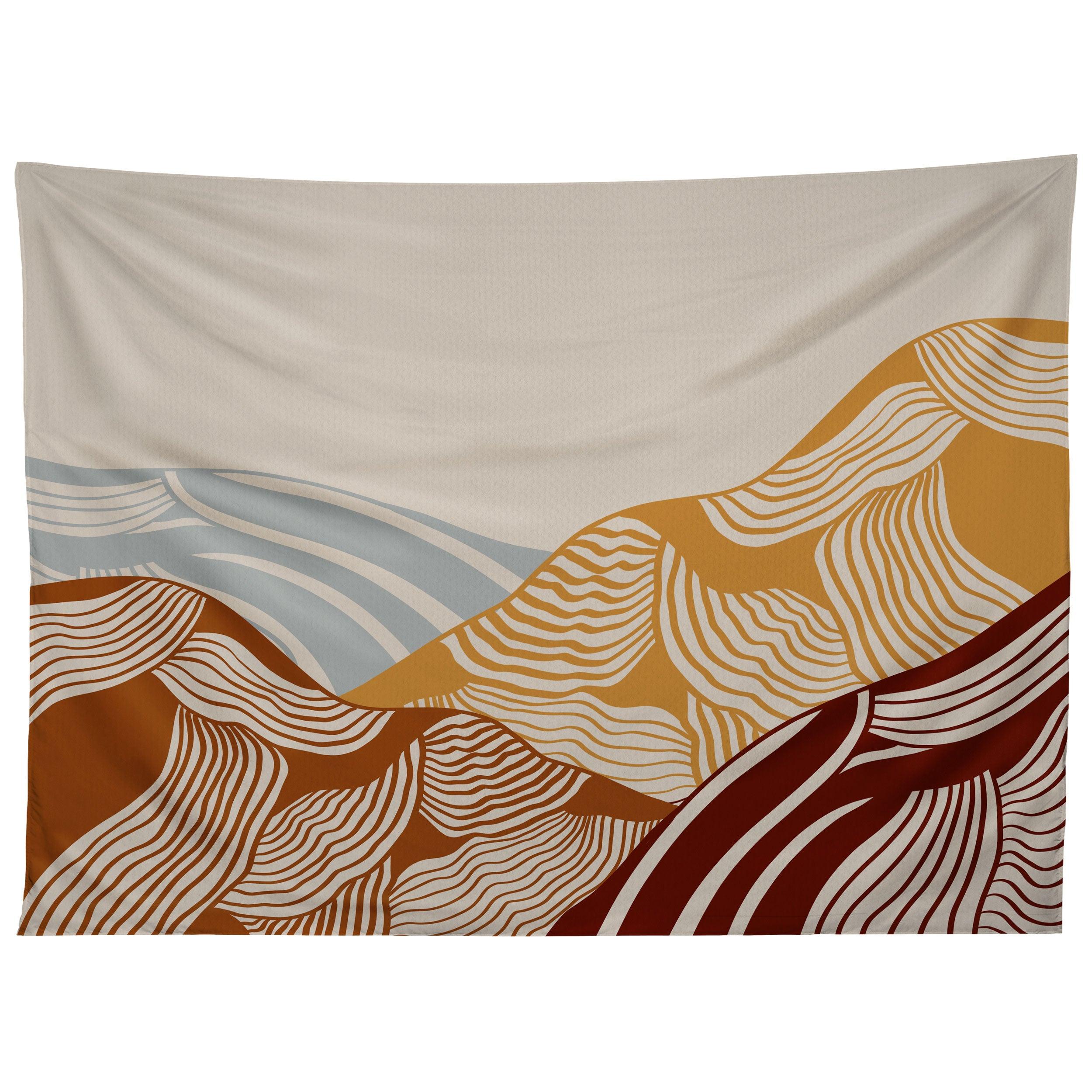 VINTAGE MOUNTAINS LINE ART 03 tapestry 75x100