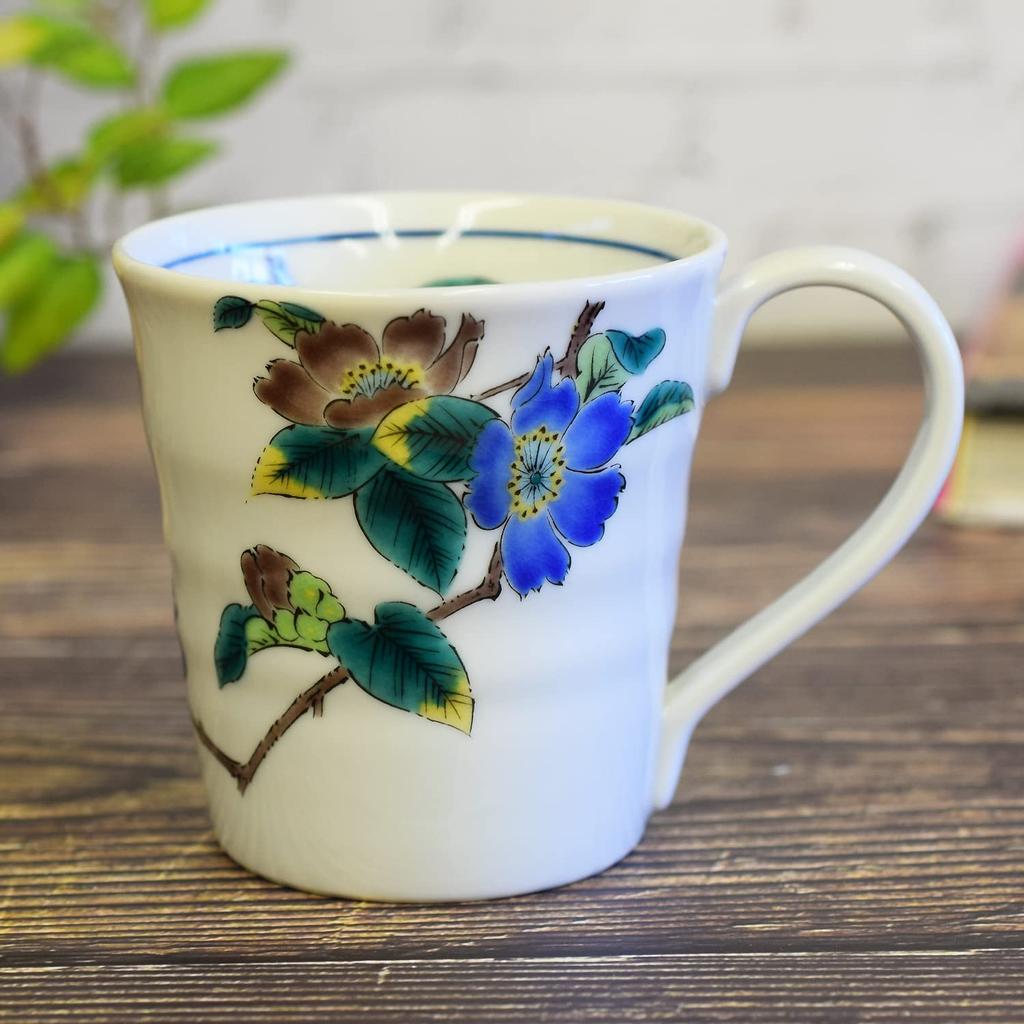 Waza no Kura Stylish Kutani Ware Coffee Mug with Camellia Design Ceramic Tableware Made in Japan Perfect Gift for and 88th Birthdays - High-Quality -