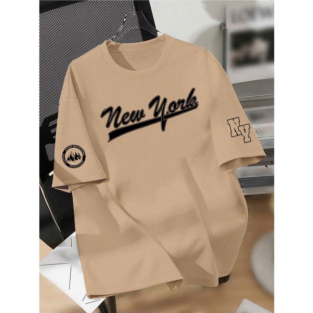 

Летняя мужская модная футболка с принтом букв, удобная, дышащая, с круглым вырезом, для улицы, городская, повседневная 6XL