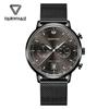 Mark Fairwhale Men's Quartz Watch Blue Dial Luminous Hands Stainless Steel Milanese Band Waterproof Business Wristwatch for Men