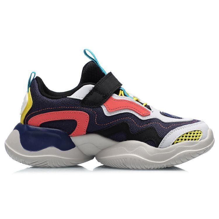 LiNing EVO Shock Absorbing Non-Slip Wear-Resistant Breathable Lightweight Low-Top Running Shoes Kids sneaker Blue Black Yellow YKCR046-5