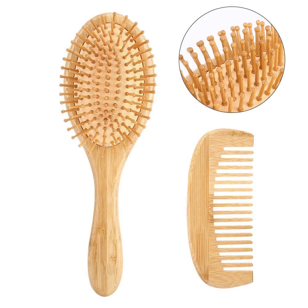 BlueZOO 2pcs Comb Set Anti Static Head Scalp Massage Bamboo Hairdressing Comb(Comb Set )