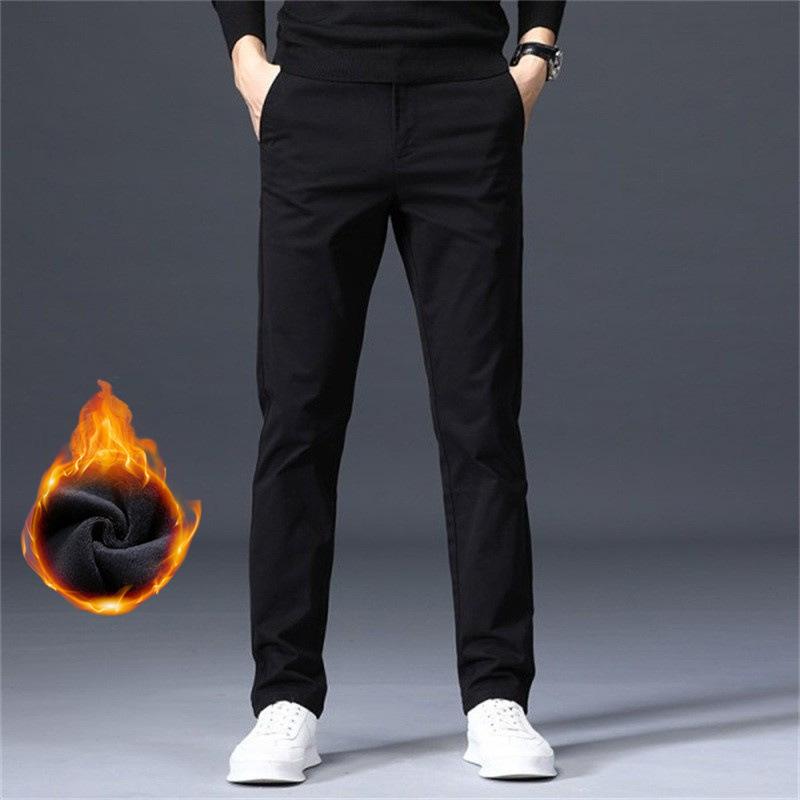 

Men s Autumn and Winter Plus Size Business Straight Trousers 40 чёрный