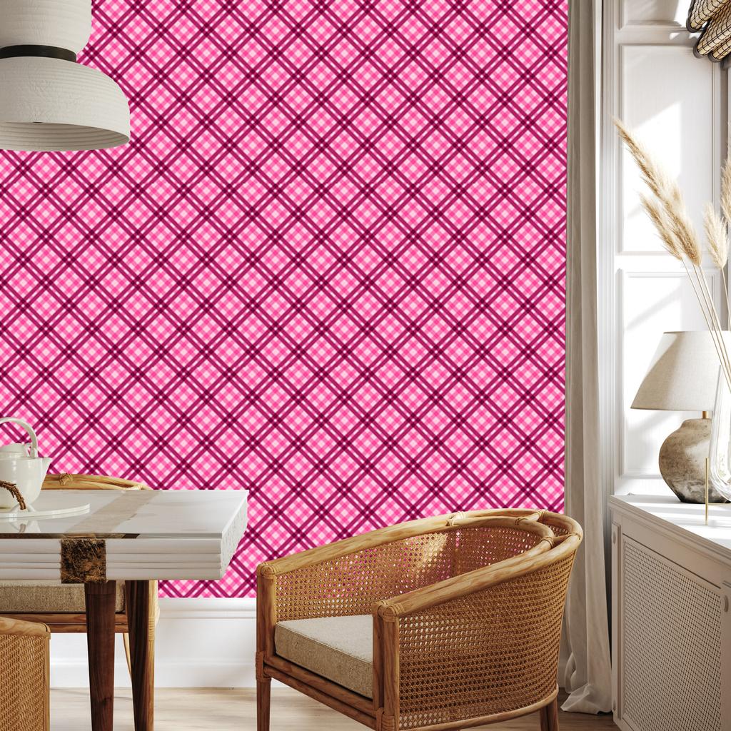 Pink Plaid Wallpaper, Purple and Powder Pink for Living Room and Bedroom 50x1000