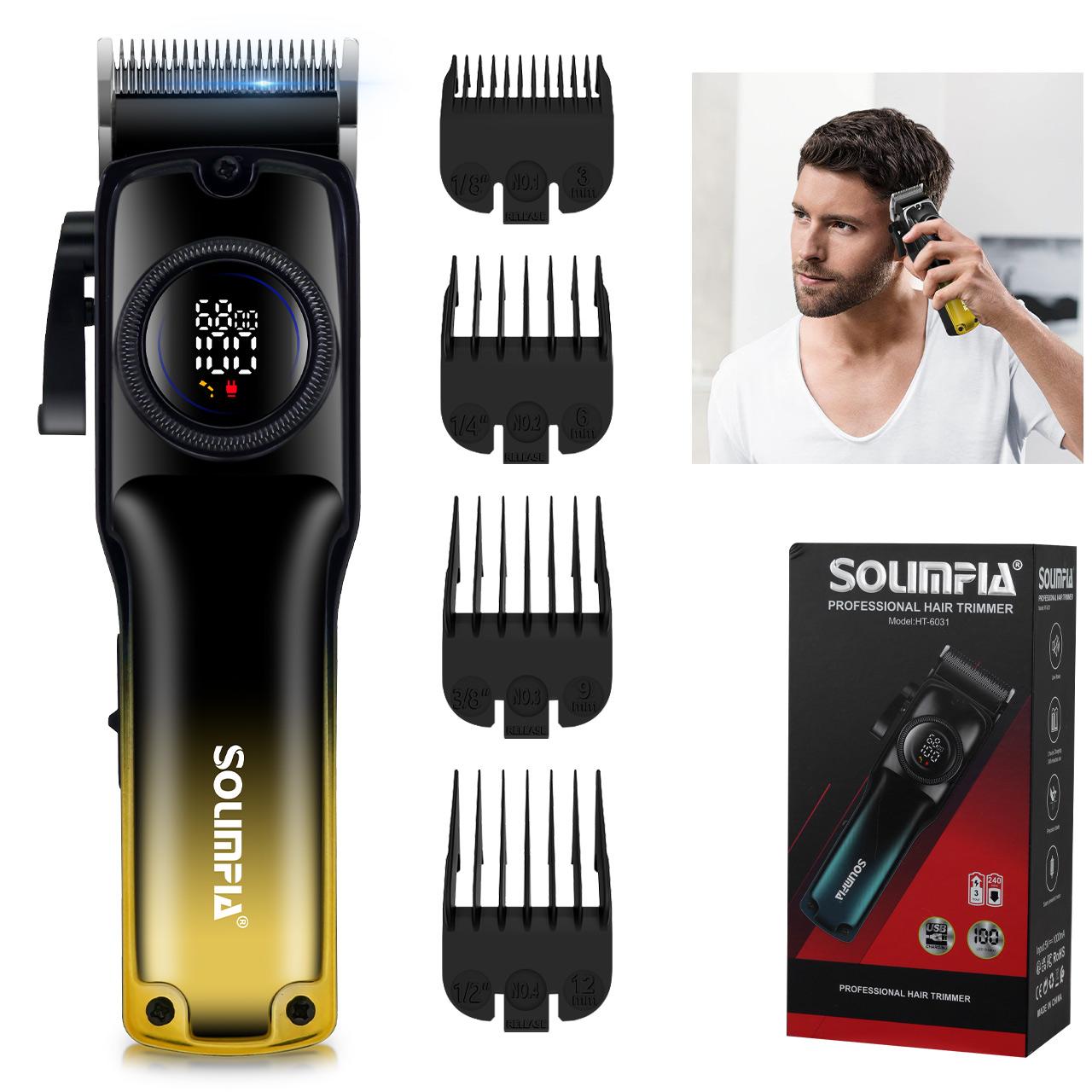 

Тример для волосся Тример для бороди для чоловіків Професійні електробритви для чоловіків Машинки для стрижки волосся жовтий