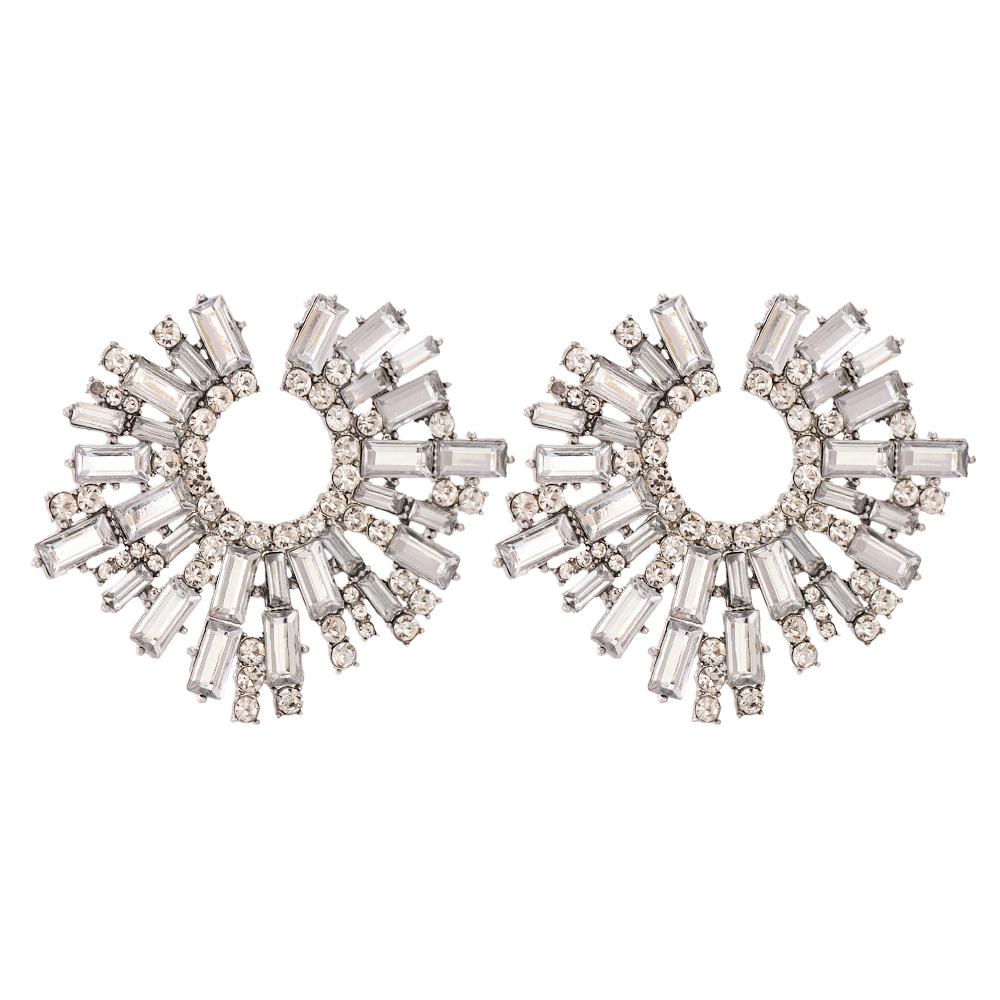 New Vintage Hollow Round Crystal Drop Dangle Earrings Trend Statement Rhinestone Ear Ring For Women Fashion Colorful Jewelry