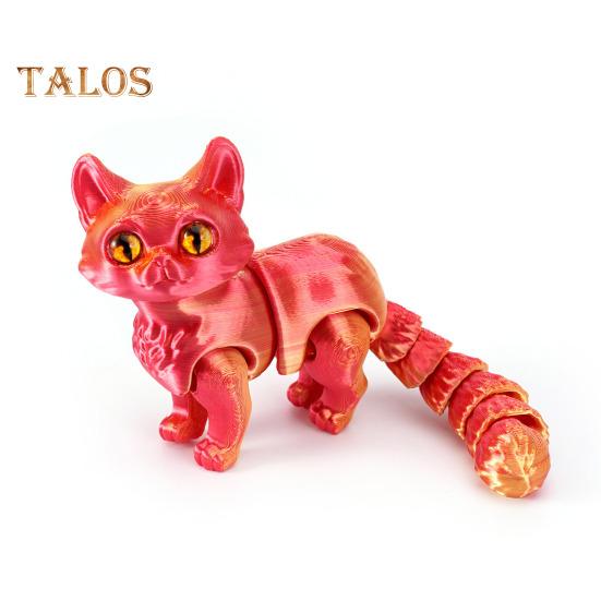 3D Printed Cat Figurine Movable Joints Cat Figure Articulated Animal Model Toy Home Office Bookshelf Desktop Decoration Ornament