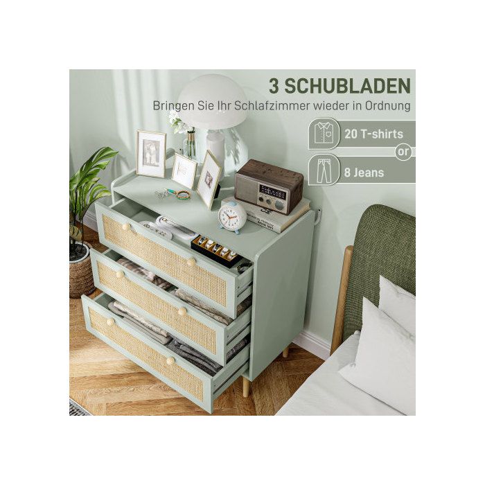 Commode - MUVOE - Buffet à 3 tiroirs - Bleu clair - 80 x 40 x 87,5 cm - Meuble de chambre