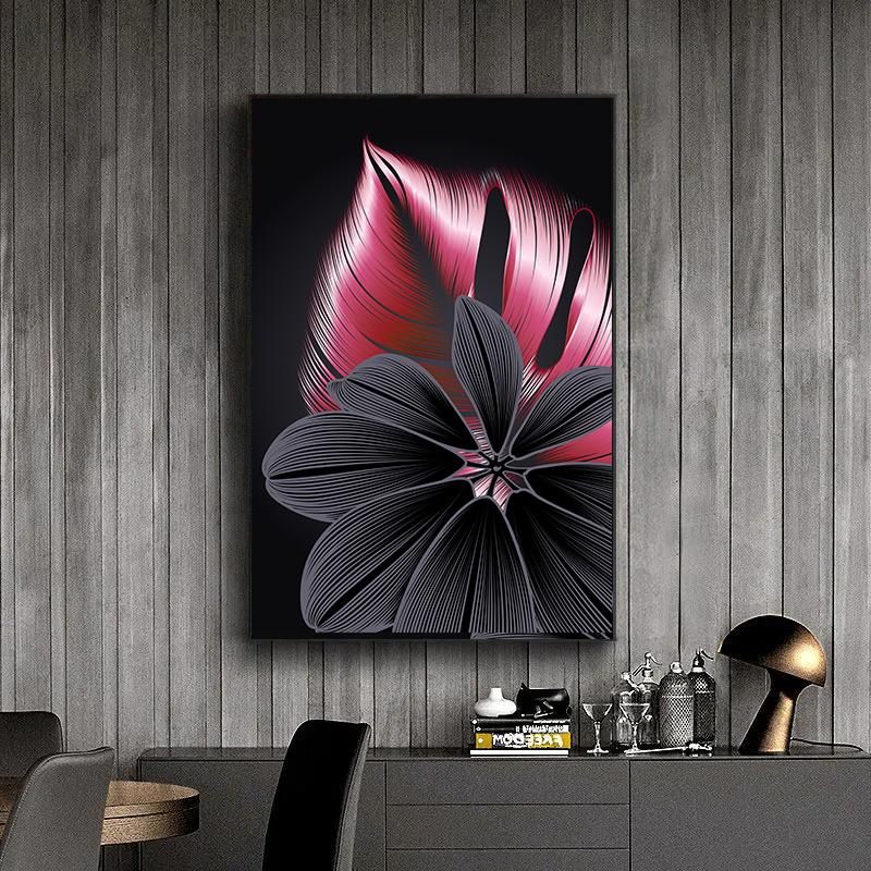 Black Golden Plant Leaf Canvas Poster Print Modern Home Decor Abstract Wall Art Painting Nordic Living Room Decoration Picture