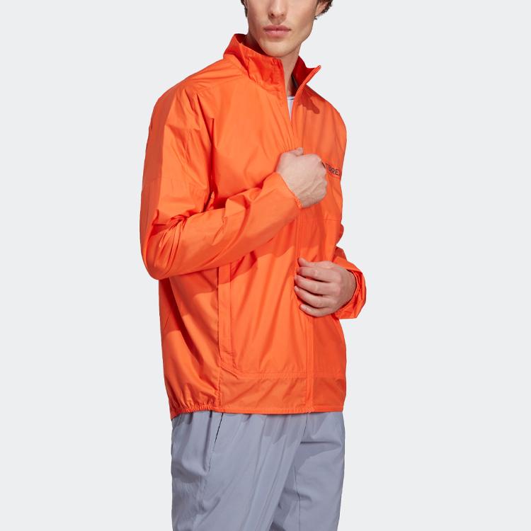 Adidas Mt Wind Jacket With Solid Color Logo Zip Collar Men Jackets Semi-Solar-Orange HM4027