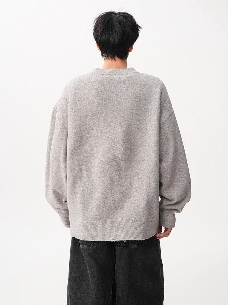Men's Trendy Solid Color Henley Neck Sweater Jacket - Autumn Winter Loose Casual Knitwear