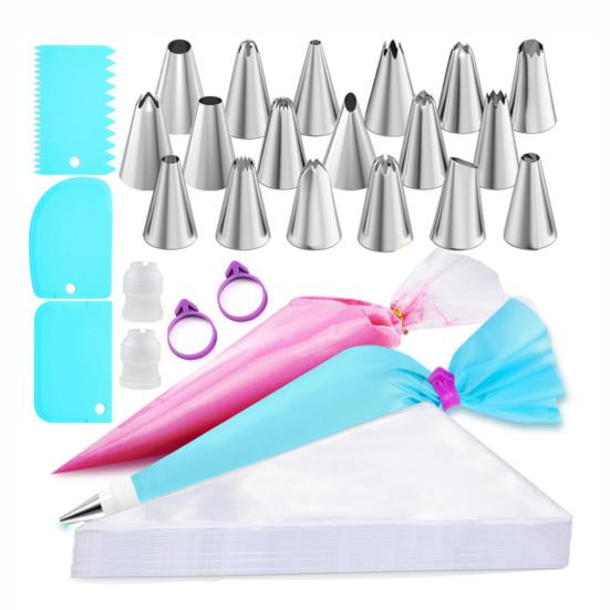 Stainless Steel Piping Tips Set with Bags Cake Decorating Kit for Buttercream Flowers Professional Baking Tools