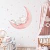 Cartoon Pink Moon Cute Cat Sleep Wall Stickers Baby Room Star Home Decor Accessories Living Room Bedroom Decoration Kids Room