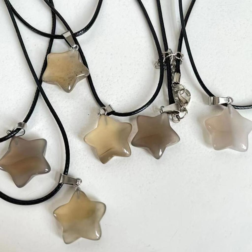 Trend Doğal Taş Altıgen Kristal Gül Kuvars Opal Yıldız Kolye Kolye Kadınlar için Florit Lapis Mermi Sarkaç Takı Hediye