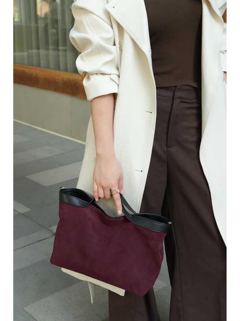 Bolsa Tote de Couro Bovino Fosco Camurçado 2025: Bolsa Transversal Feminina de Grande Capacidade para Outono/Inverno