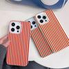 Red Black Stripe Leather Texture Soft Case for iPhone 17 17E 16 15 14 13 12 11 Pro Max Aesthetic Shockproof Cover