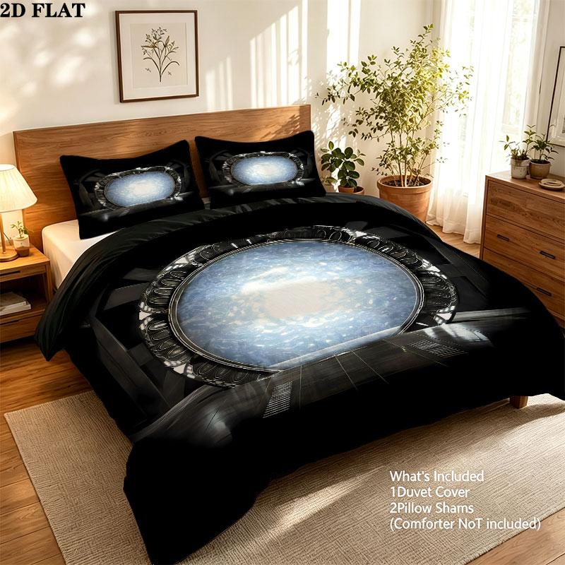 Stargate SG-1 Vzor Povlečení Sada Prošívaných Dek Quilt Cover Povlak na Polštář Domácí Dárek k Narozeninám(1 * povlak na peřinu + 2 * povlak na polštář, bez jádra)