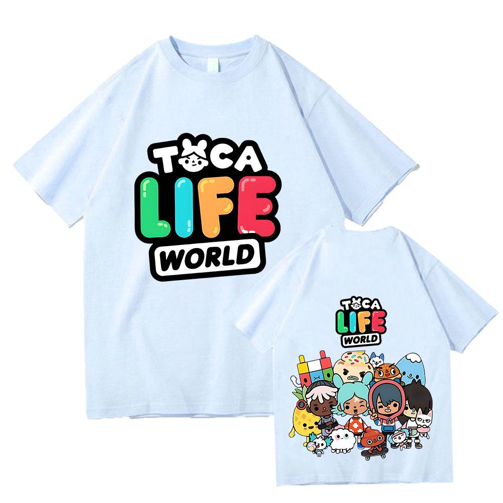 Toca Life World T Shirt Short Sleeve Cartoon Game Kawaii Tee-shirt Funko Pop Comic Cotton O-neck Tshirt Ropa Mujer Cute Clothes