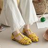 French summer new hollowed-out one-word strap Roman shoes flat-bottomed bag head sandals women's Mori women's niche design hollow