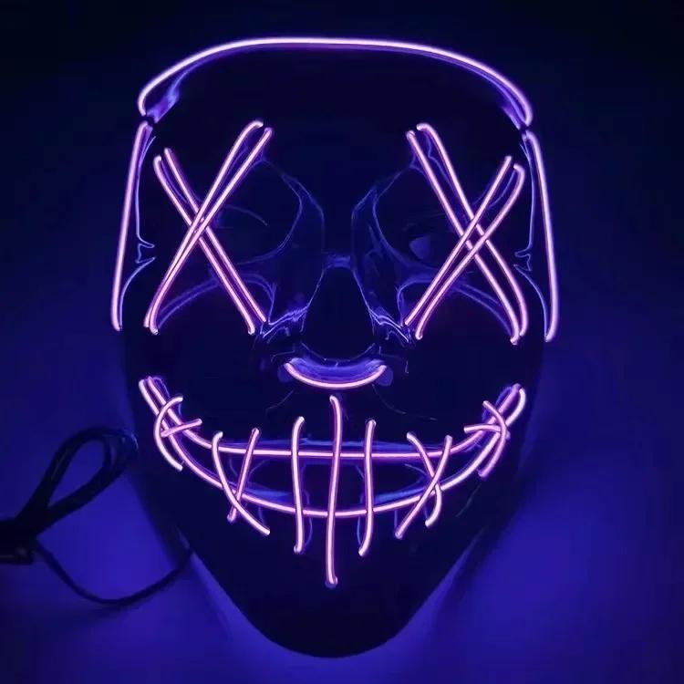 Led Mask Halloween Carnival Christmas Masquerade Party Night Club Luminous Movie Theme Mask The Purge Glowing Cosplay Mask