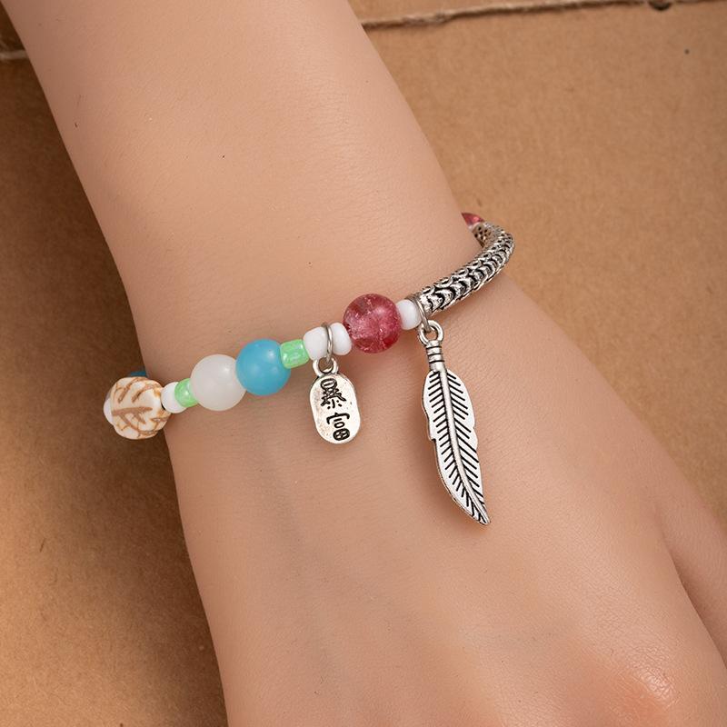 Летний Радужный Цвет Керамический Браслет с Бусинами Серьги Украшения для Девочек Нишевые Дофаминовые Украшения