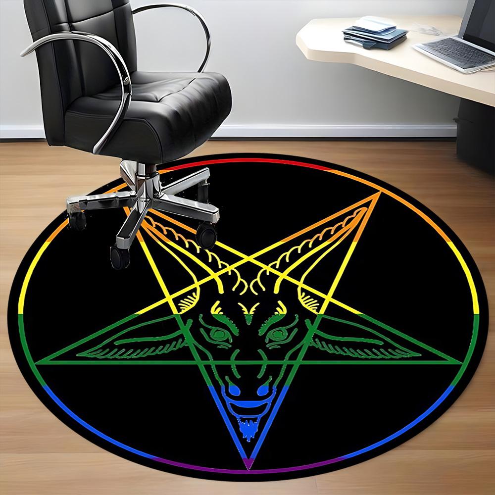 1pc Baphomet, Occult Office Round Area Rug, Under Office Chairs Bedroom Living Room Home Decor, Room Deco, Available in Various Sizes