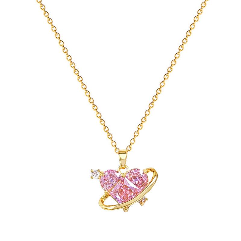 Leere Rosa Liebe Voll Diamant Leichter Luxus Temperament Wunderschöne Voll Diamant Halskette Damen Vielseitige Schlüsselbeinkette Titanstahl