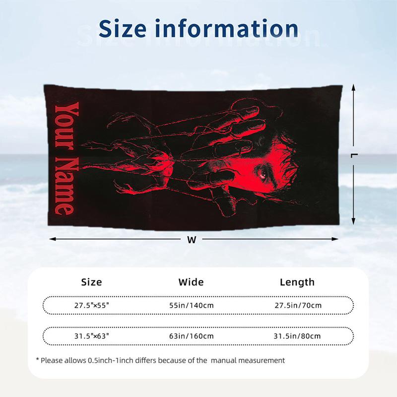 Beach Towel Custom Name Text, Quick Dry Large Towel For Beach HomeStranger Things