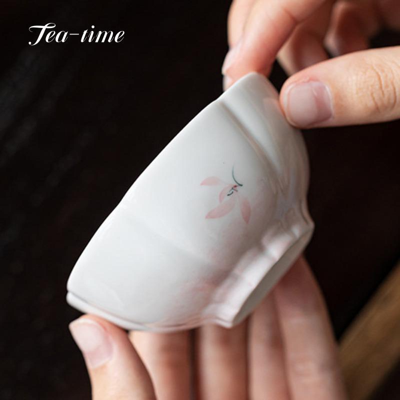 Handbemalte Rosa Orchidee Teetasse Handgefertigt Sechsblättrig Porzellan Teetasse Keramiktassen Teetassen Zubehör Schöne Schüsselhersteller Chinesisch
