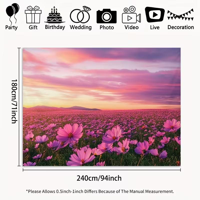 2D Sunset Pink Flower Scenic Backdrop for Studio Decoration