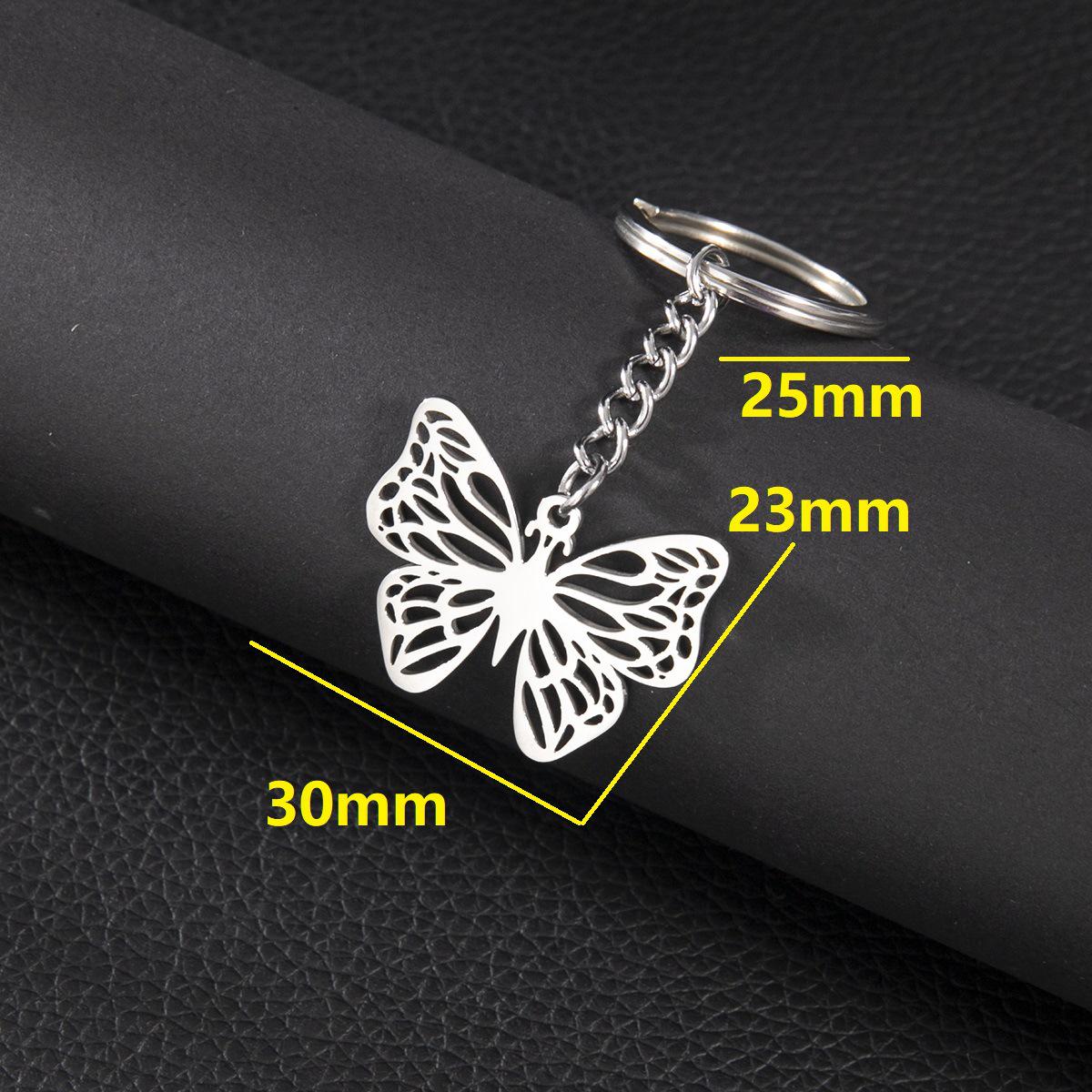 Stainless Steel Butterfly Pendant Keychain - Elegant Light Luxury Design