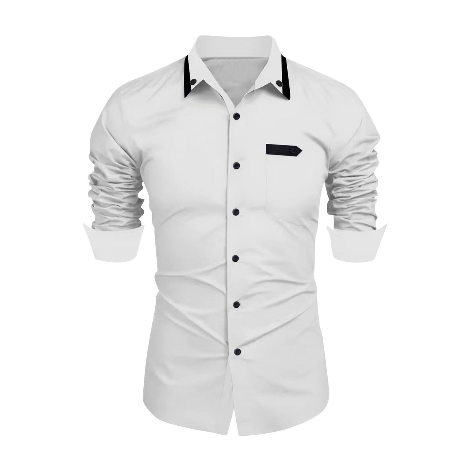 

Чоловіча повсякденна модна ділова чоловіча трендова сорочка з довгими рукавами XXXL білий