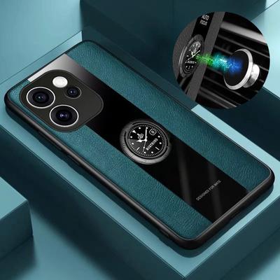 Case For OPPO Reno 15 15Pro PU Leather Magnetic Ring Holder Shockproof Phone Cover For OPPO Reno 15 Pro Silicone Matte Bumper