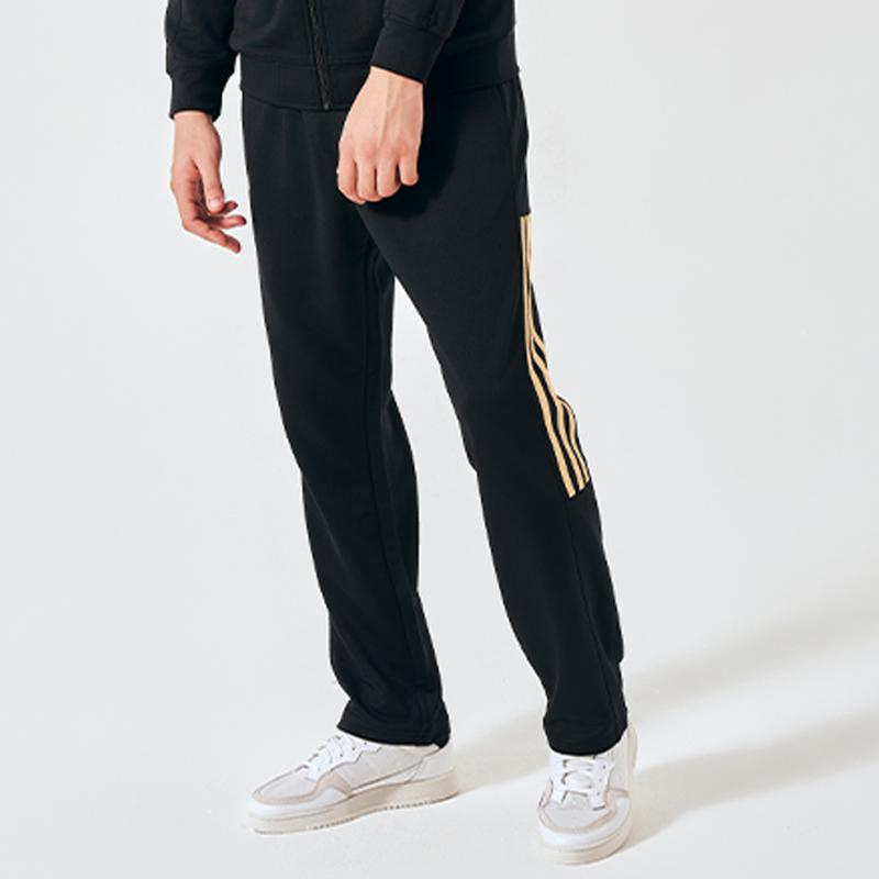 adidas Side Stripe Straight Leg Retro Sports Casual Pants Unisex Bottoms Black Gold TR90PT-BG
