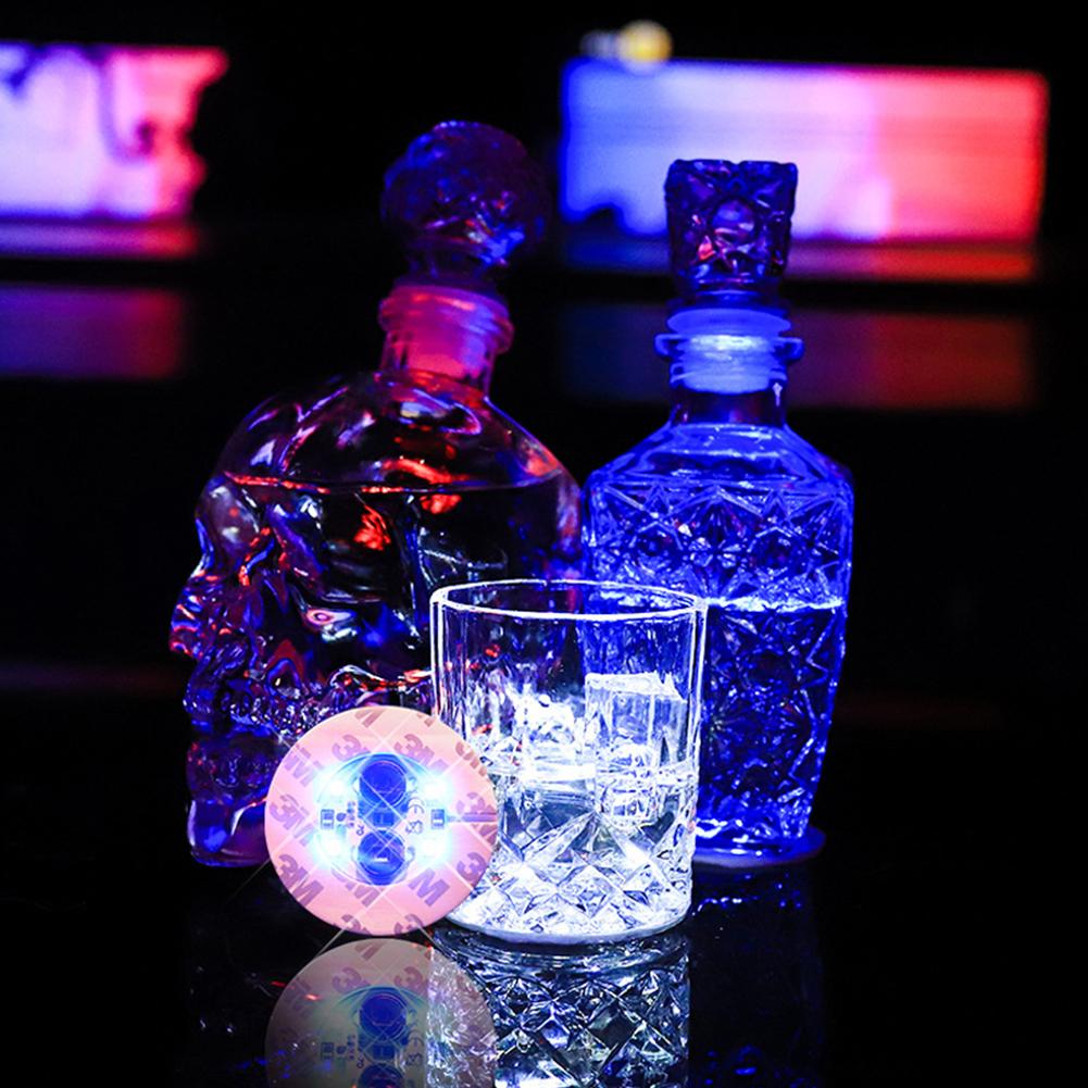 5pcs Mini Glow Coaster LED Bottle Light Stickers Christmas Xmas Nightclub Bar Party Vase Decoration LED Glorifier Drink Cup Mat