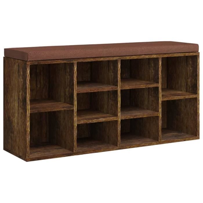 342612 vidaXL Banc à chaussures Chêne fumé 103x30x48 cm Bois d'ingénierie
